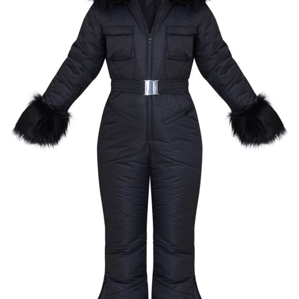 Black snowsuit with Faux Fur Accents